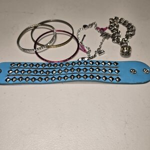 Lot of 6 Various Bangle Chain Bracelets